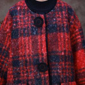 Alpaca Wool Winter Checkered Coat