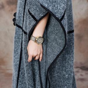 Bat Sleeves Gray Designer Poncho Coat