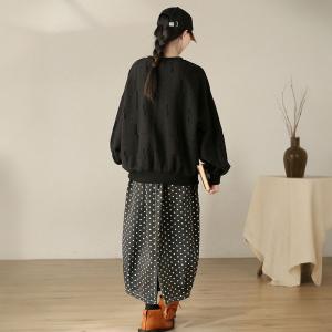 Lantern Sleeves Cotton Oversized Sweatshirt