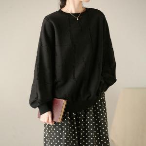 Lantern Sleeves Cotton Oversized Sweatshirt