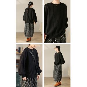 Lantern Sleeves Cotton Oversized Sweatshirt