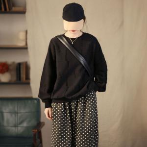 Lantern Sleeves Cotton Oversized Sweatshirt