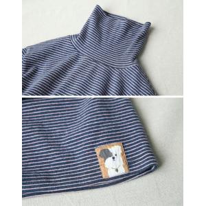 Cartoon Patchwork Pinstriped Base Turtleneck T-shirt