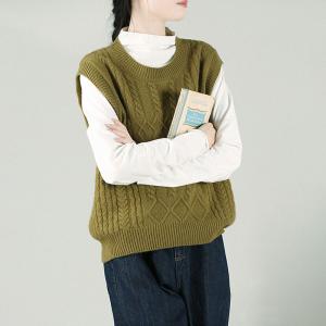 Sheep Wool Chunky Knit Sweater Vest