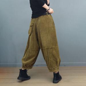 Autumn Corduroy Baggy Carrot Pants for Women