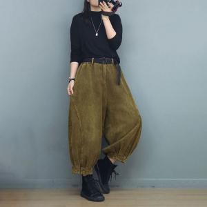 Autumn Corduroy Baggy Carrot Pants for Women