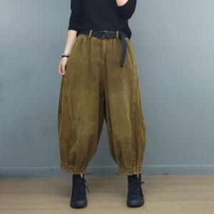 Autumn Corduroy Baggy Carrot Pants for Women