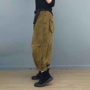 Autumn Corduroy Baggy Carrot Pants for Women