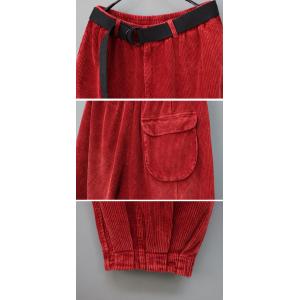 Stone Wash Ladies Corduroy Ankle Pants for Women