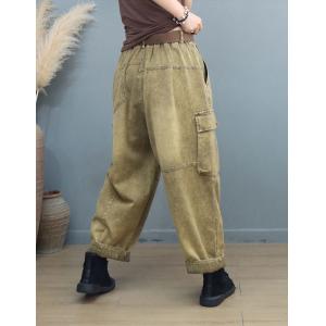 Street Chic Stone Wash Cargo Dad Jeans for Women