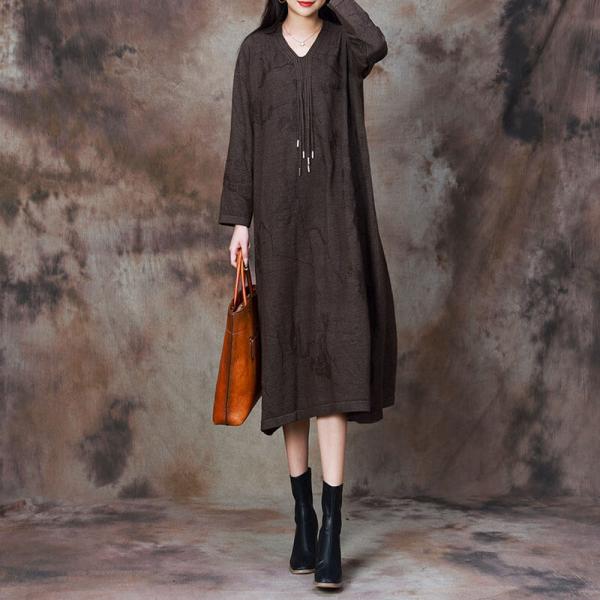 Jacquard Knitting Tassel Jersey Dress