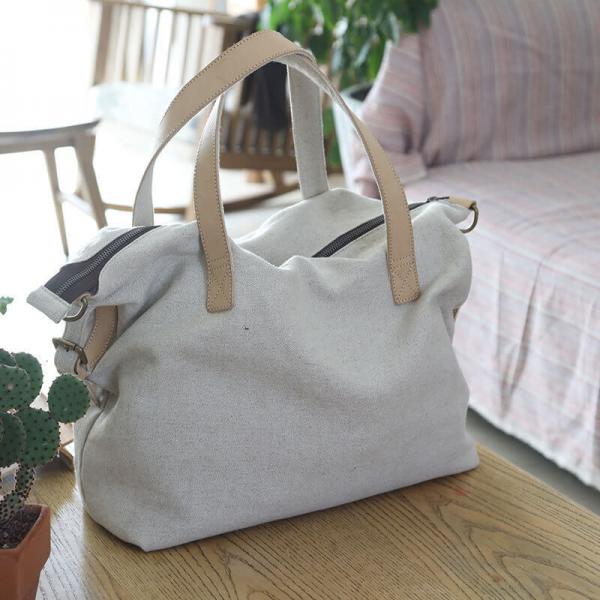 Chunky Linen Beige Tote Bag