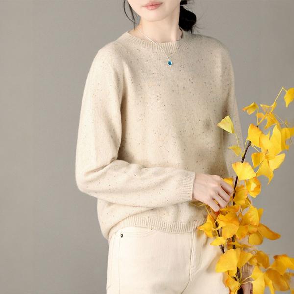 Casual Crew Neck Sheep Wool Sweater for Women