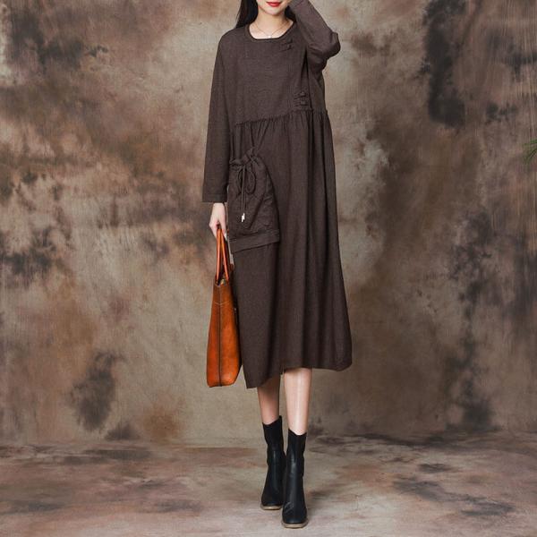 Tied Pocket Loose Knitting Jersey Dress