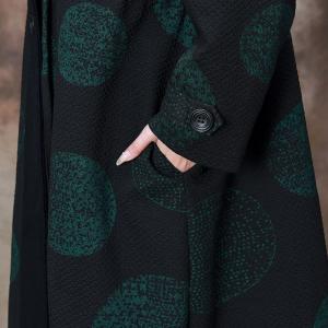 Green Polka Dot Plus Size Hooded Coat