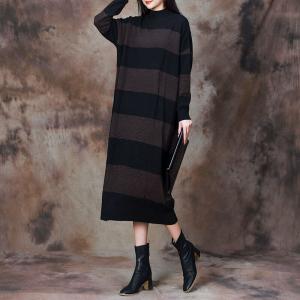 Winter Loose Chunky Striped Jersey Dress