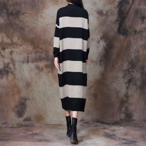 Winter Loose Chunky Striped Jersey Dress