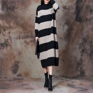 Winter Loose Chunky Striped Jersey Dress