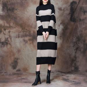 Winter Loose Chunky Striped Jersey Dress