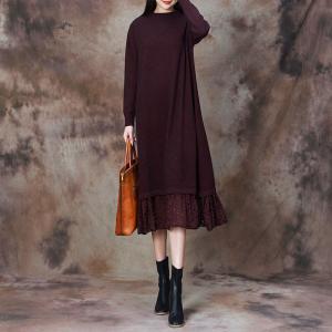 Lace Edge Loose Elegant Sweater Dress