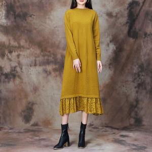 Lace Edge Loose Elegant Sweater Dress