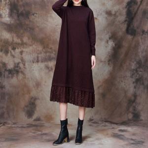 Lace Edge Loose Elegant Sweater Dress