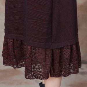 Stereo Striped Lace Hem Sweater Dress