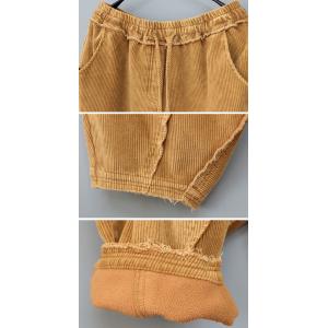 Drawstring Waist Fringed Corduroy Harem Pants