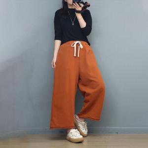 Chunky Cotton Wide Leg Sweat Pants for Women