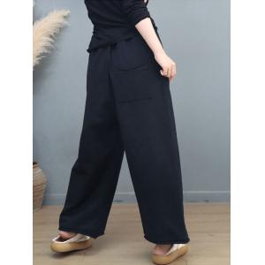 Chunky Cotton Wide Leg Sweat Pants for Women