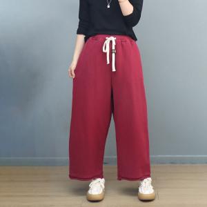 Chunky Cotton Wide Leg Sweat Pants for Women