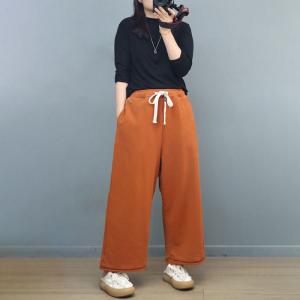 Chunky Cotton Wide Leg Sweat Pants for Women