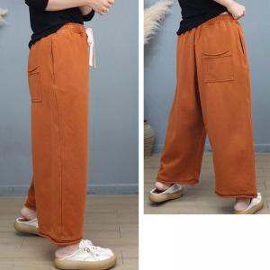 Chunky Cotton Wide Leg Sweat Pants for Women