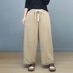 Chunky Cotton Wide Leg Sweat Pants for Women