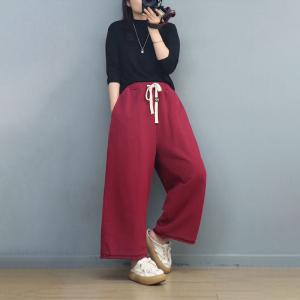 Chunky Cotton Wide Leg Sweat Pants for Women