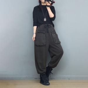 Sports Style Front Pockets Cotton Sweat Pants