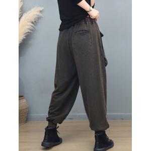 Sports Style Front Pockets Cotton Sweat Pants