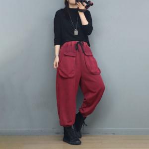 Sports Style Front Pockets Cotton Sweat Pants