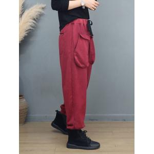 Sports Style Front Pockets Cotton Sweat Pants