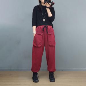 Sports Style Front Pockets Cotton Sweat Pants