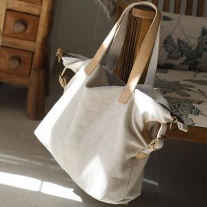 Chunky Linen Beige Tote Bag