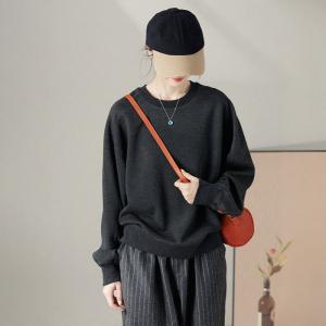 Oversized  Wool Blend Long Sleeves Sweatshirt