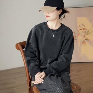 Oversized  Wool Blend Long Sleeves Sweatshirt