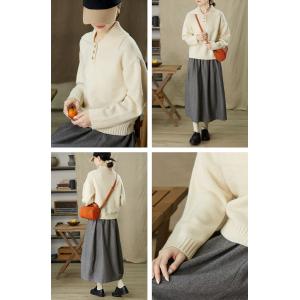 Chunky Sheep Wool Statement Collar Pullover Sweater