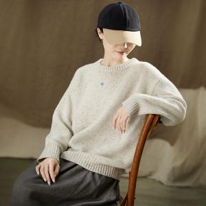 Minimalist Chic Starry Pattern Crew Neck Wool Sweater