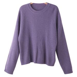 Vertical Stripes Wool Loose Purple Sweater