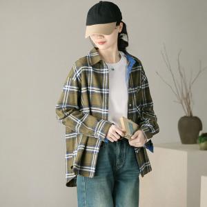 Loose-Fitting Cotton Tartan Shacket