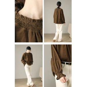 French Chic Puff Sleeves Corduroy Peasant Blouse