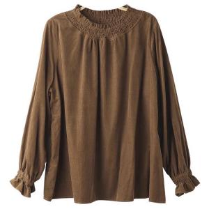 French Chic Puff Sleeves Corduroy Peasant Blouse