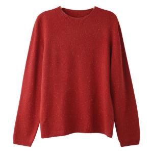 Basic Style Crew Neck Red Pullover Sweater